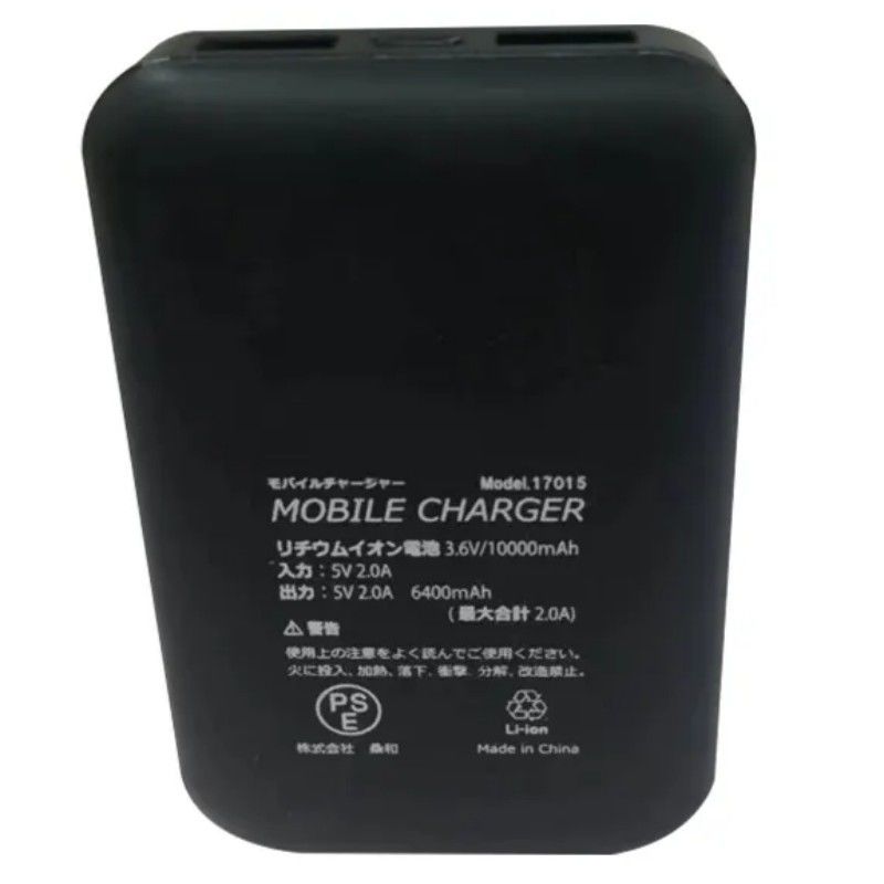5V 2A USB 10000 Mah Powerbank Dual USB Port Zwarte batterij Powerbank