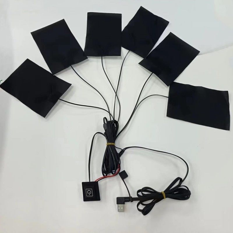 6-in-1 aangepaste verwarmingspad voor kleding elk 10 x 15 cm Zwart 5V USB met schakelaar