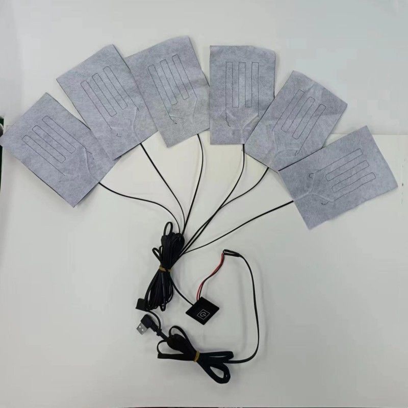 6-in-1 aangepaste verwarmingspad voor kleding elk 10 x 15 cm Zwart 5V USB met schakelaar