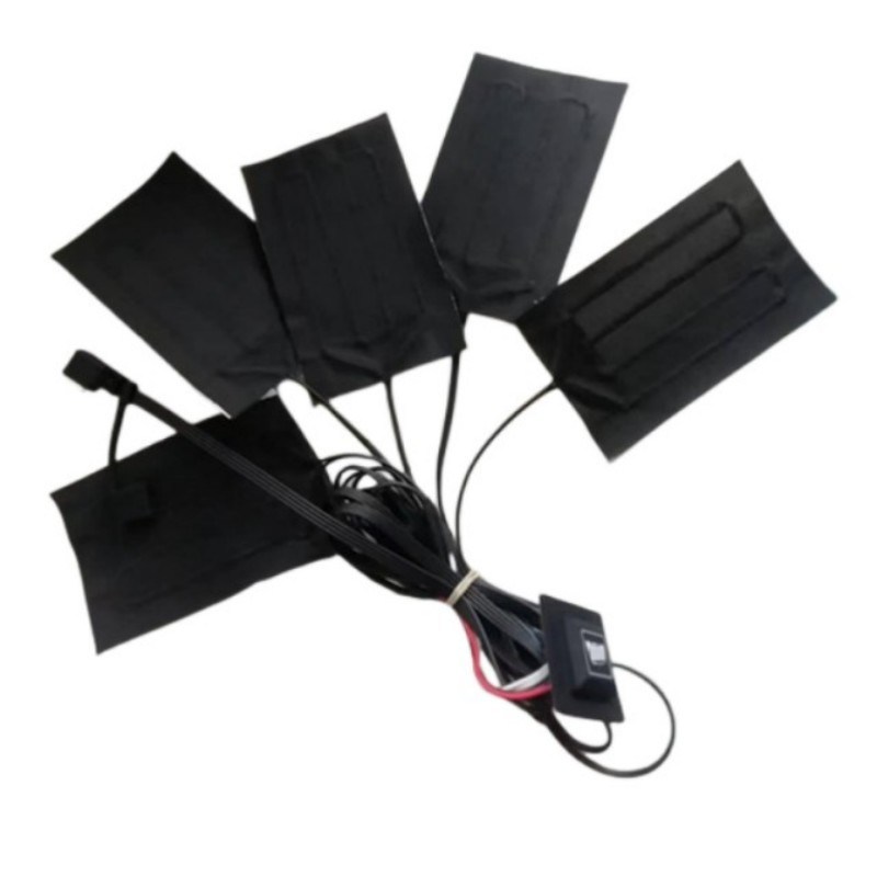Koolstofvezel verwarmingspad 5pads 7x11cm Een of twee knoppen voor kleding