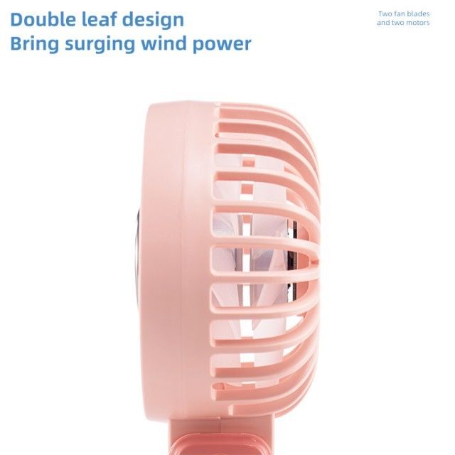 Gepersonaliseerde Mini Double Fan Blade Double Motor 180 graden Opvouwbare Handheld Fan met Super geleidende ijs porselein koeling