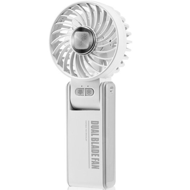 Gepersonaliseerde Mini Double Fan Blade Double Motor 180 graden Opvouwbare Handheld Fan met Super geleidende ijs porselein koeling
