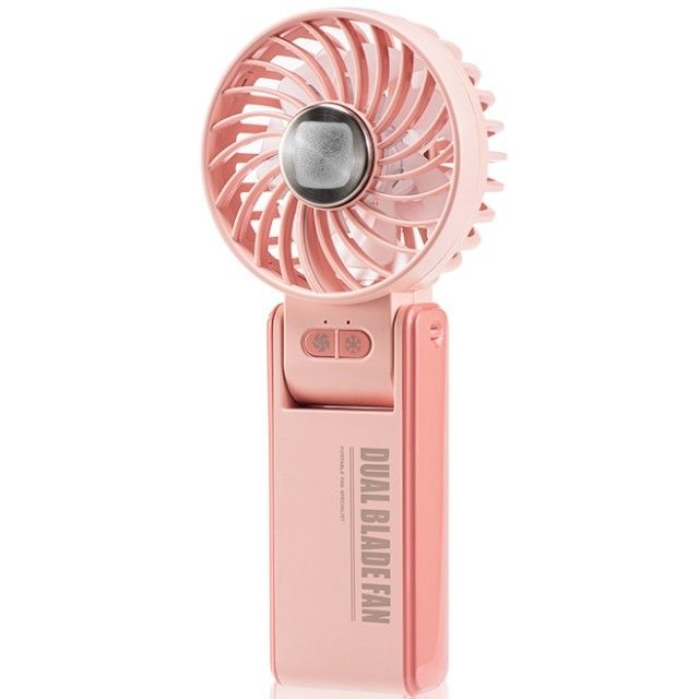 Gepersonaliseerde Mini Double Fan Blade Double Motor 180 graden Opvouwbare Handheld Fan met Super geleidende ijs porselein koeling