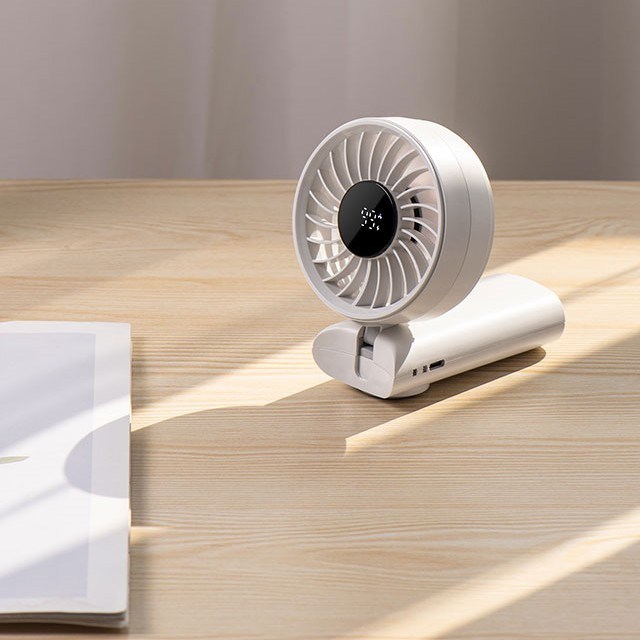 LED-digitaal scherm op batterij bediend Handheld Fan Hang Neck Fan Elektrische ventilatoren Handheld vouwbaar voor reizen