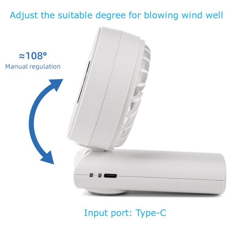 LED-digitaal scherm op batterij bediend Handheld Fan Hang Neck Fan Elektrische ventilatoren Handheld vouwbaar voor reizen