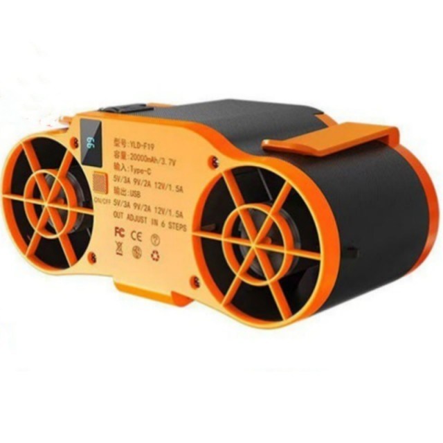 20000mAh Batterij Draagbare Tailleventilator 6 Instelbare Snelheidsniveaus en Powerbank Functie